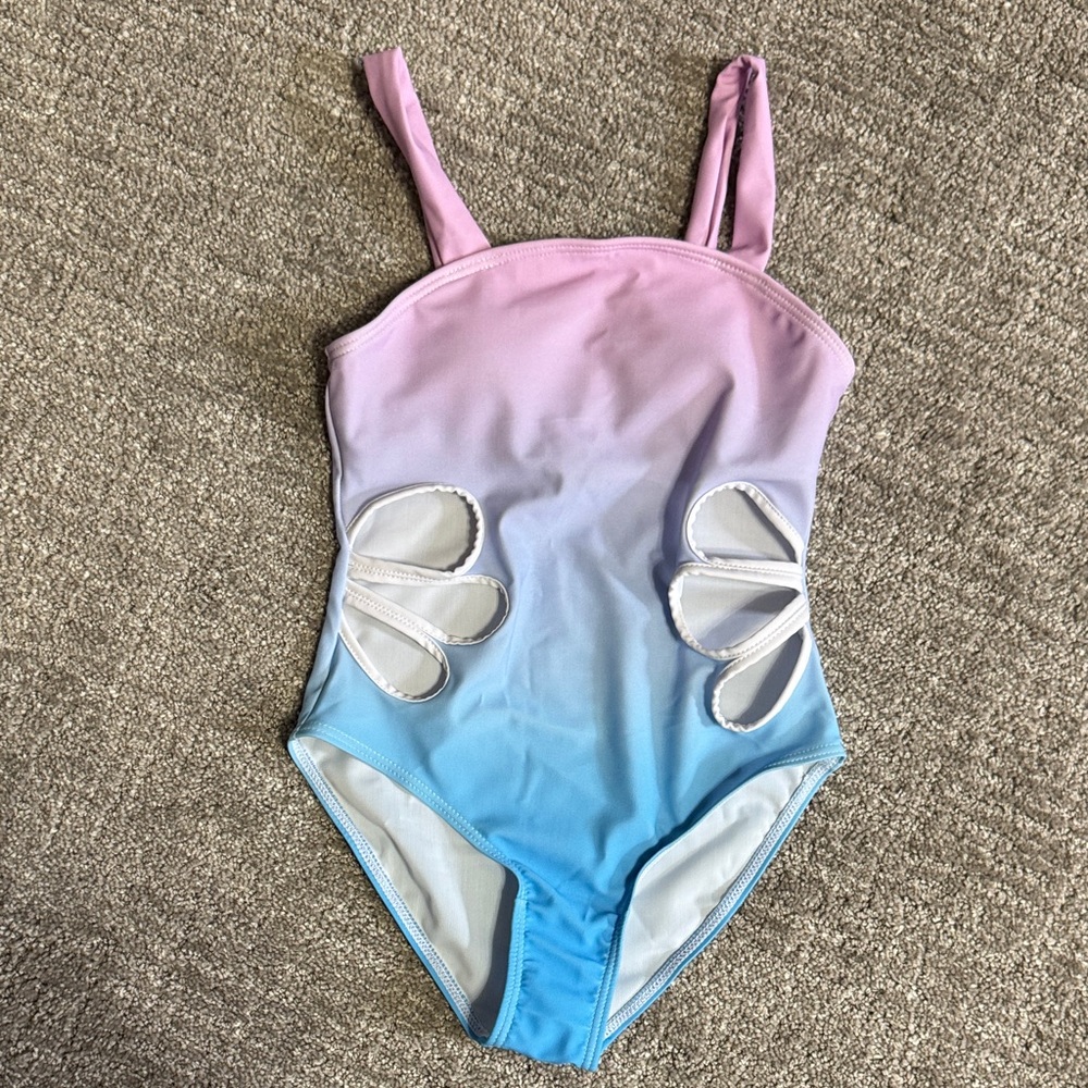 Gradient Kids Swim One Piece in Pink and Blue